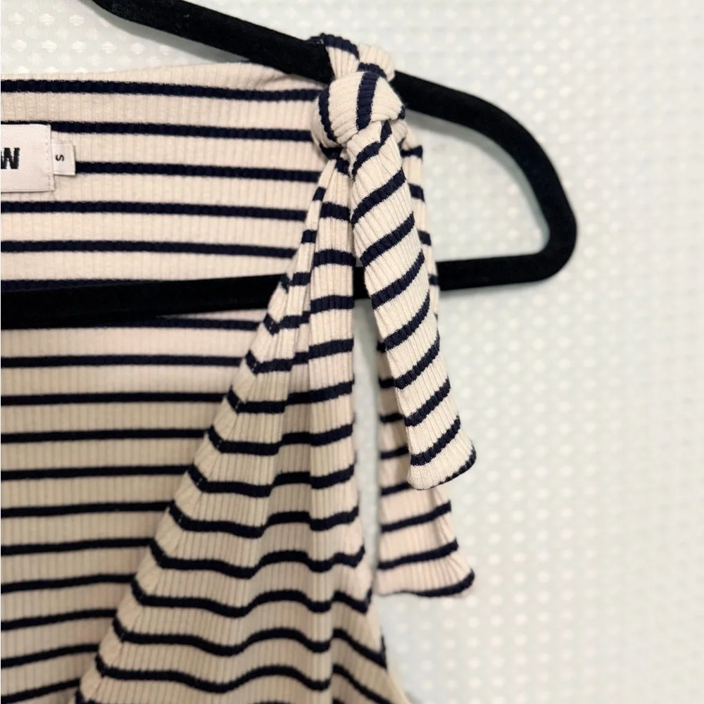 Rita Row Concha Navy/White Stripe Tie Straps V Neck Cotton Blend S - Picture 8 of 8
